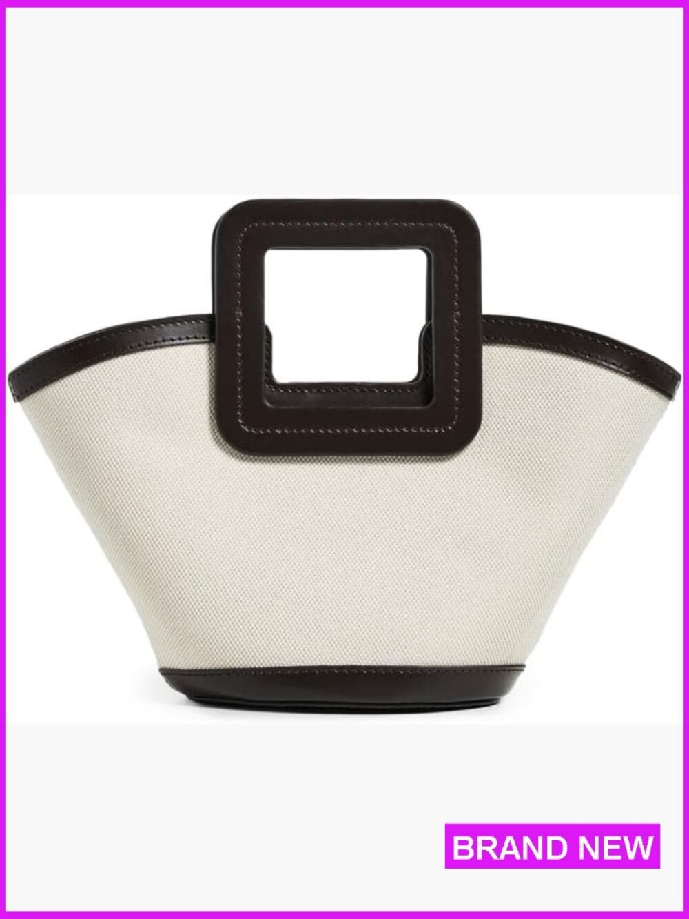 Mini Bucket Bag Leather Trim Structured Base Crossbody Shoulder Bag